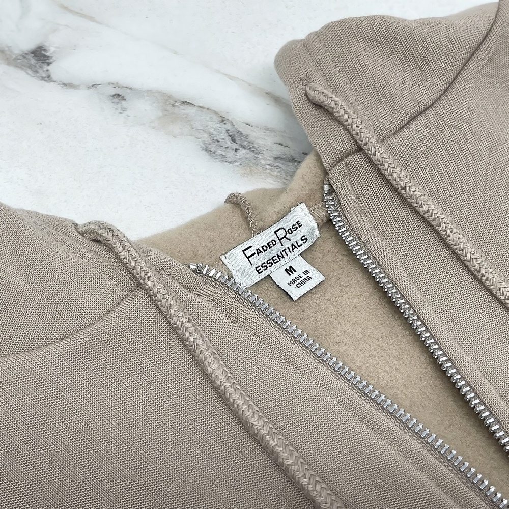 Faded Rose Fleece Crop Hoodie